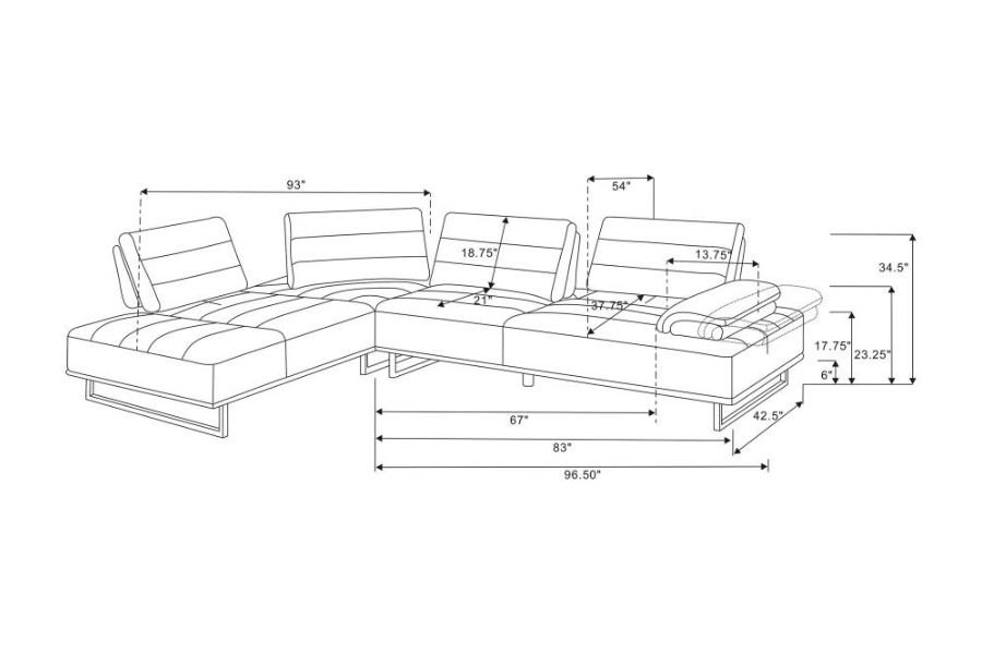 Arden Upholstered Sectional Sofa with Adjustable Back Taupe 508888