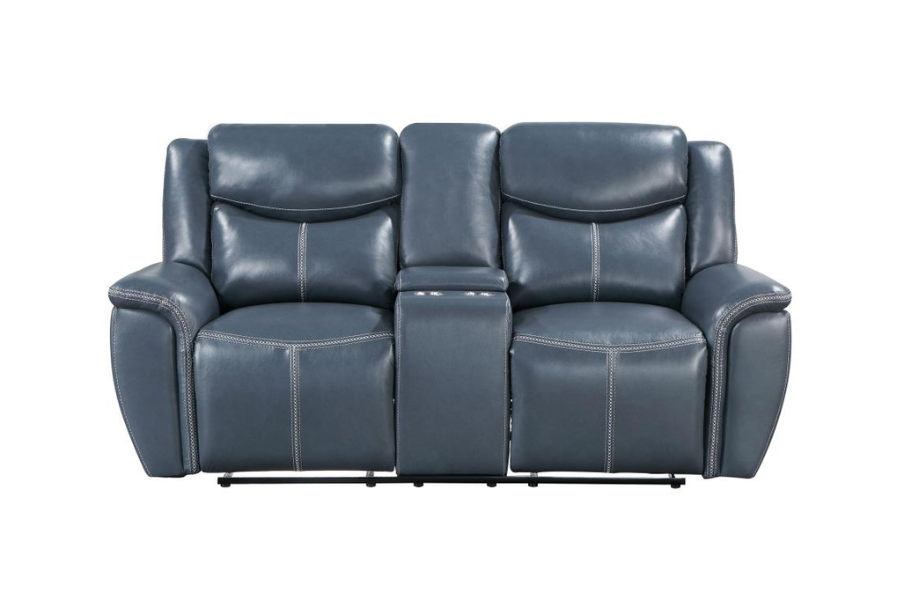 Sloane 2-piece Upholstered Reclining Sofa Set Blue 610271-S2