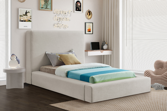 Cama de tela texturizada Devin Linen SKU: DevinBeige-T