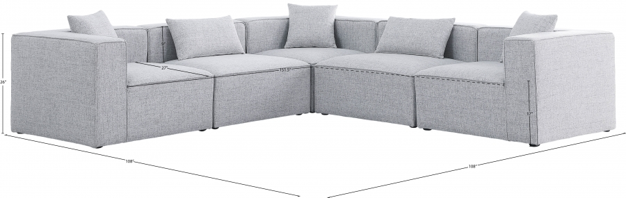 Rome Modular Sectional SKU: 18630Grey-Sec5C