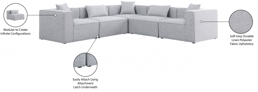 Seccional modular Roma SKU: 18630Grey-Sec5C