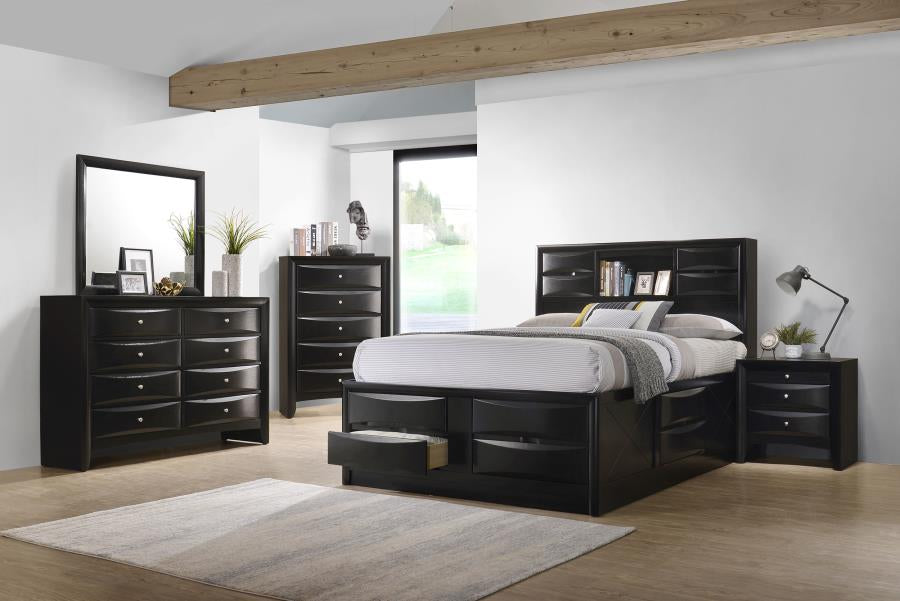 Briana Wood Queen Storage Bookcase Bed Black Model 202701Q