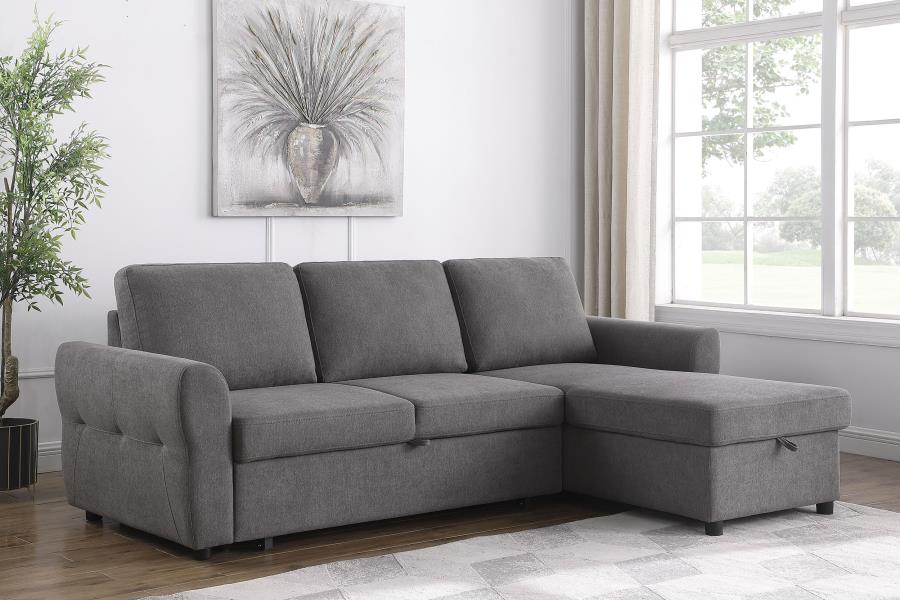 Samantha Upholstered Storage Sleeper Sectional Sofa Teal 511087