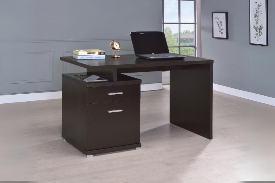 Irving 2-drawer Office Desk with Cabinet Cappuccino 800109