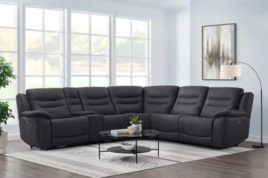 Kelsee Fabric Power Reclining Sectional with Power Headrests Floor Model