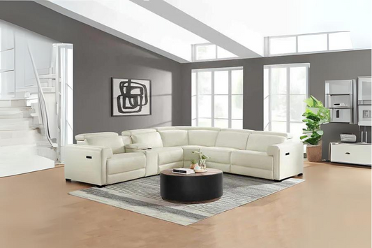 Turner Leather Power Reclining Sectional with Power Headrests