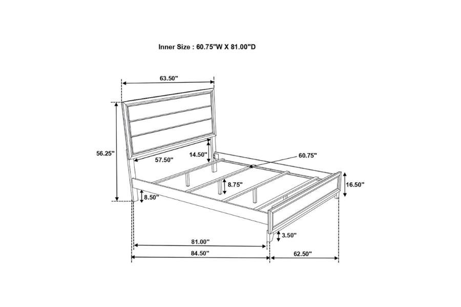 Cama Queen con paneles Watson Wood en roble gris 212421Q 