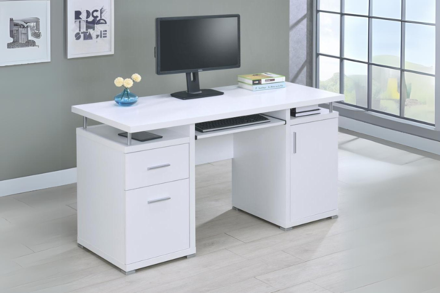 Tracy 2-drawer Computer Desk White 800108