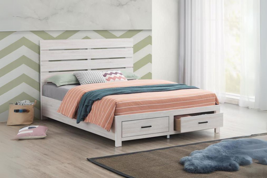 Brantford Wood Queen Storage Panel Bed Coastal White 207050Q