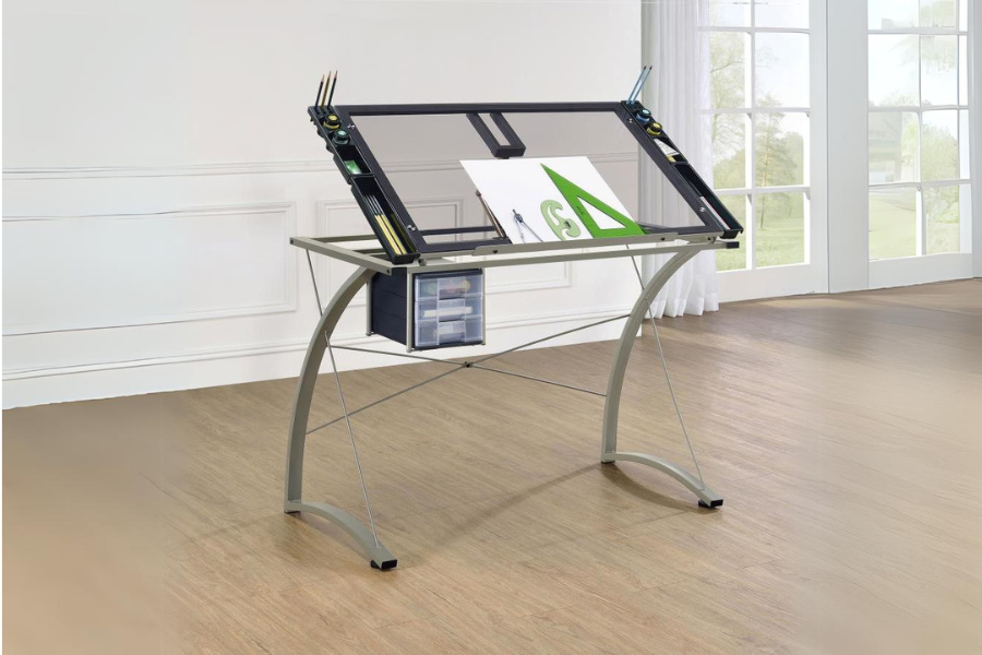 Melo 3-Drawer Drafting Desk Champagne 800986