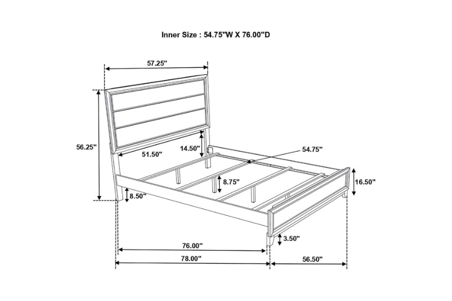 Cama de matrimonio Watson Wood en roble gris 212421F 