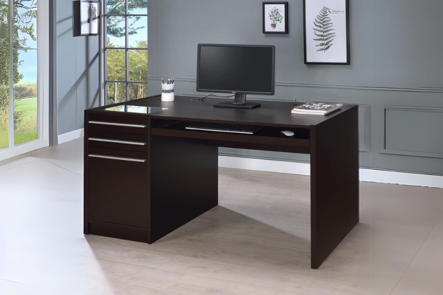 Halston 3-drawer Connect-it Office Desk Cappuccino 800982