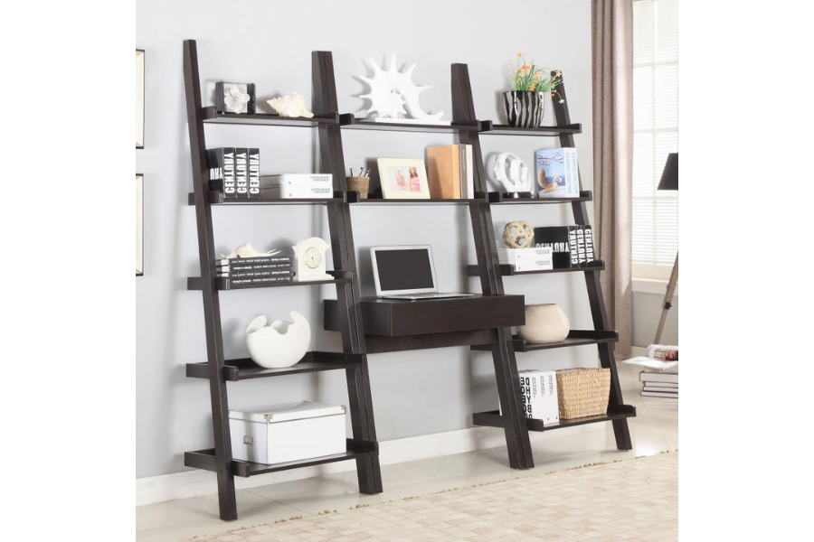 Colella 3-piece 1-drawer Ladder Desk Set Cappuccino