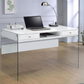 Dobrev 2-drawer Writing Desk Glossy White and Clear 800829