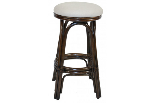 Vanessa Indoor Swivel Rattan & Wicker 24" Counter Stool in Antique Finish with Cushion