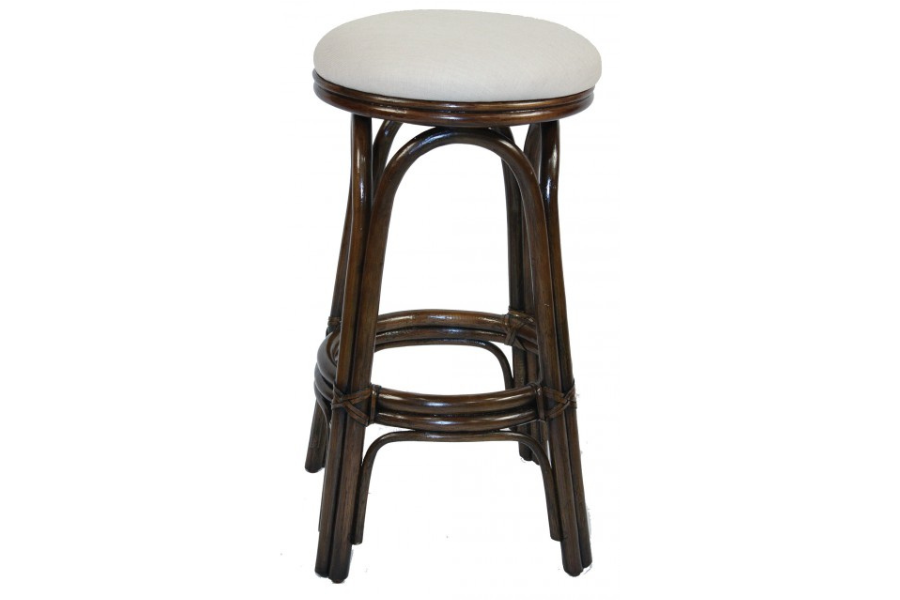 Vanessa Indoor Swivel Rattan & Wicker 30" Bar Stool in Antique Finish with Cushion