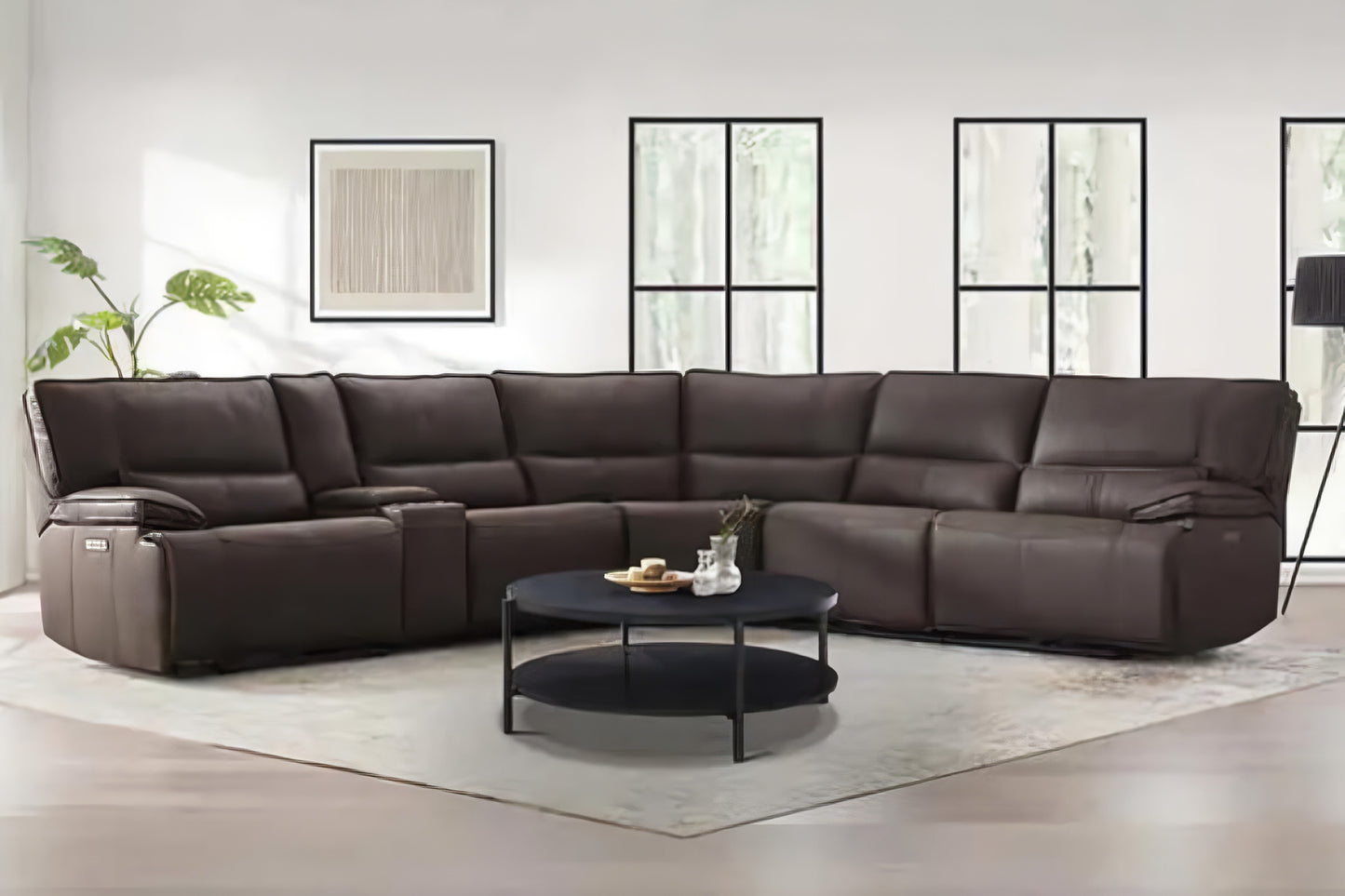 Brower Fabric Power Reclining Sectional with Power Headrests