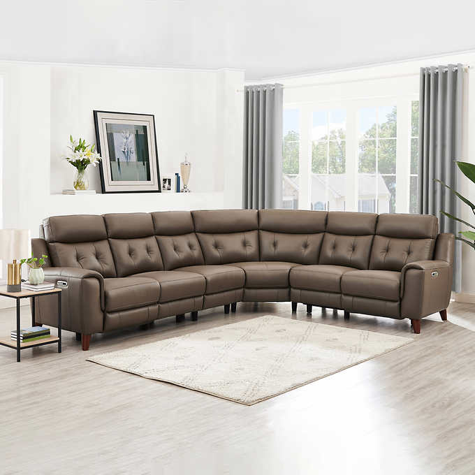 Malibu 4-piece Leather Power Reclining Sectional with Power Headrests