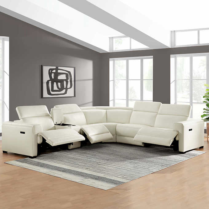 Turner Leather Power Reclining Sectional with Power Headrests