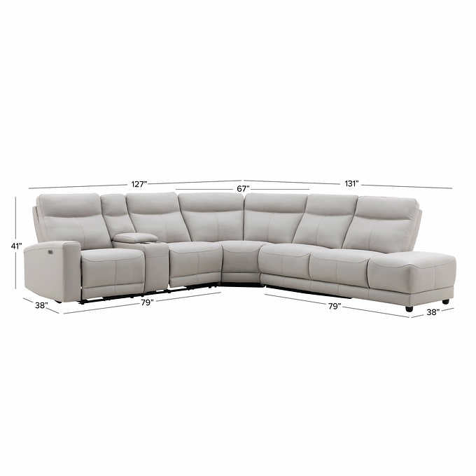 Kimmel Leather Power Reclining Sectional with Power Headrests