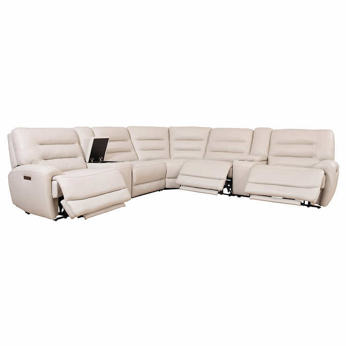 Aubrey 7-piece Leather Power Zero Gravity Reclining Sectional with Power Headrests