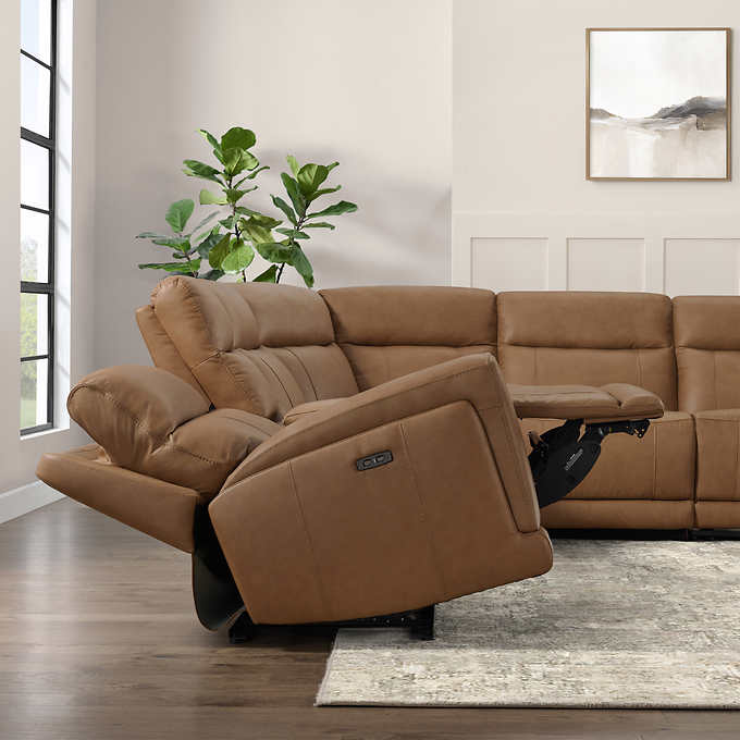 Lauretta 6-piece Leather Power Reclining Sectional with Power Headrests