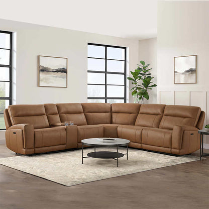 Lauretta 6-piece Leather Power Reclining Sectional with Power Headrests