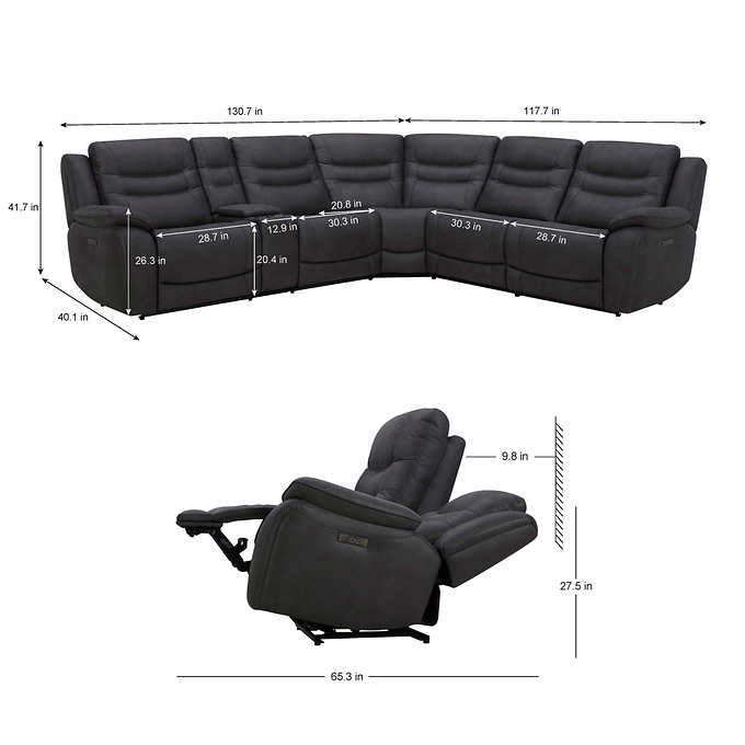 Kelsee Fabric Power Reclining Sectional with Power Headrests Floor Model