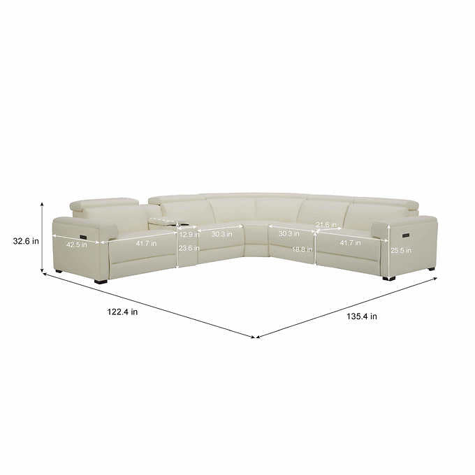 Turner Leather Power Reclining Sectional with Power Headrests