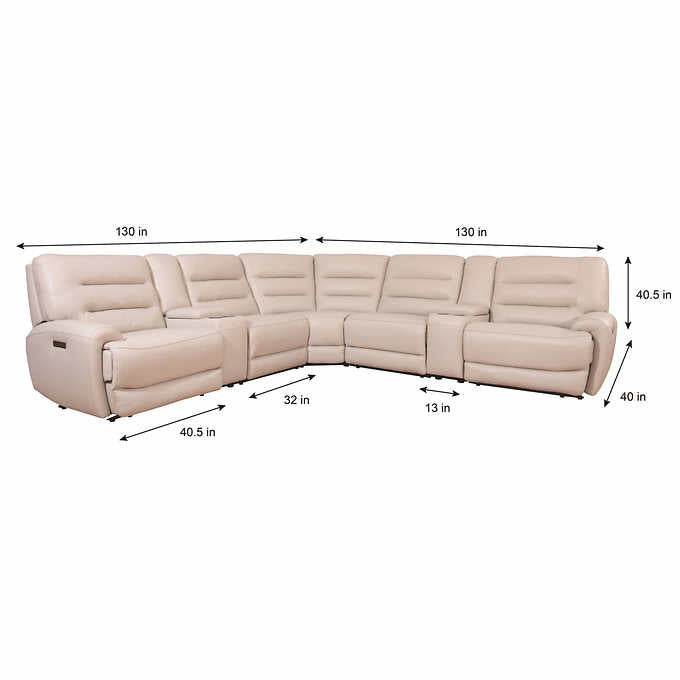 Aubrey 7-piece Leather Power Zero Gravity Reclining Sectional with Power Headrests