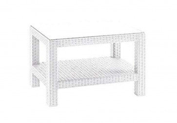 Plastique Coffee Table w/glass SKU: PRP-113-WHT-CT