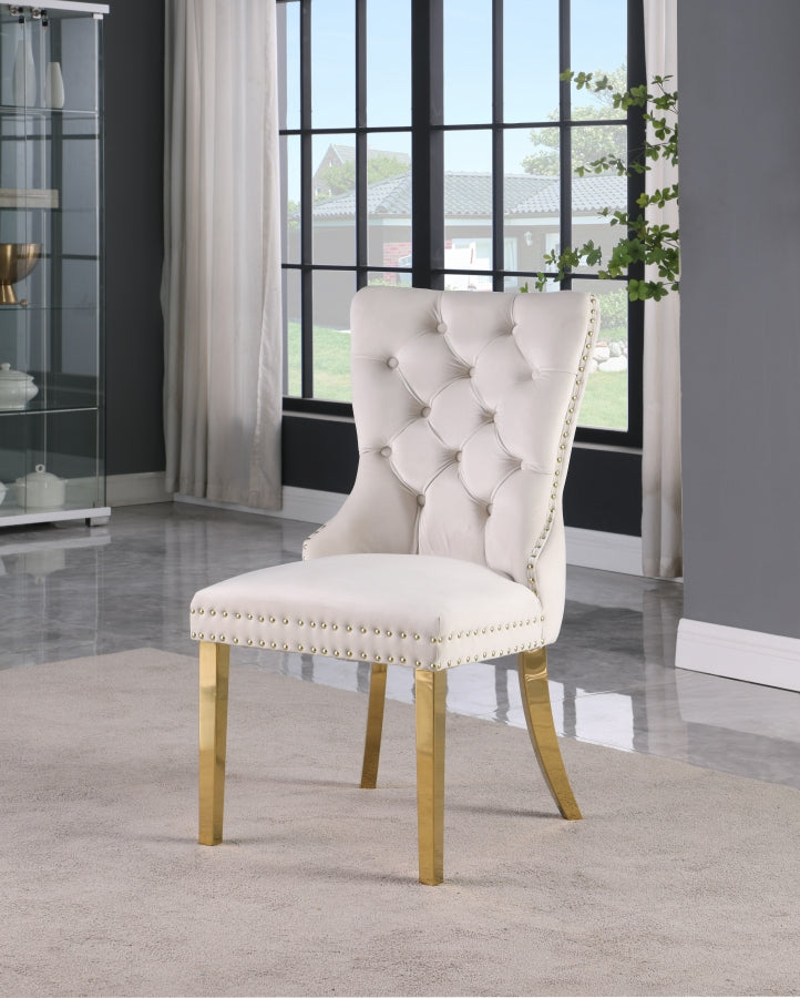 Silla de comedor Carmen de terciopelo SKU: 812Crema-C