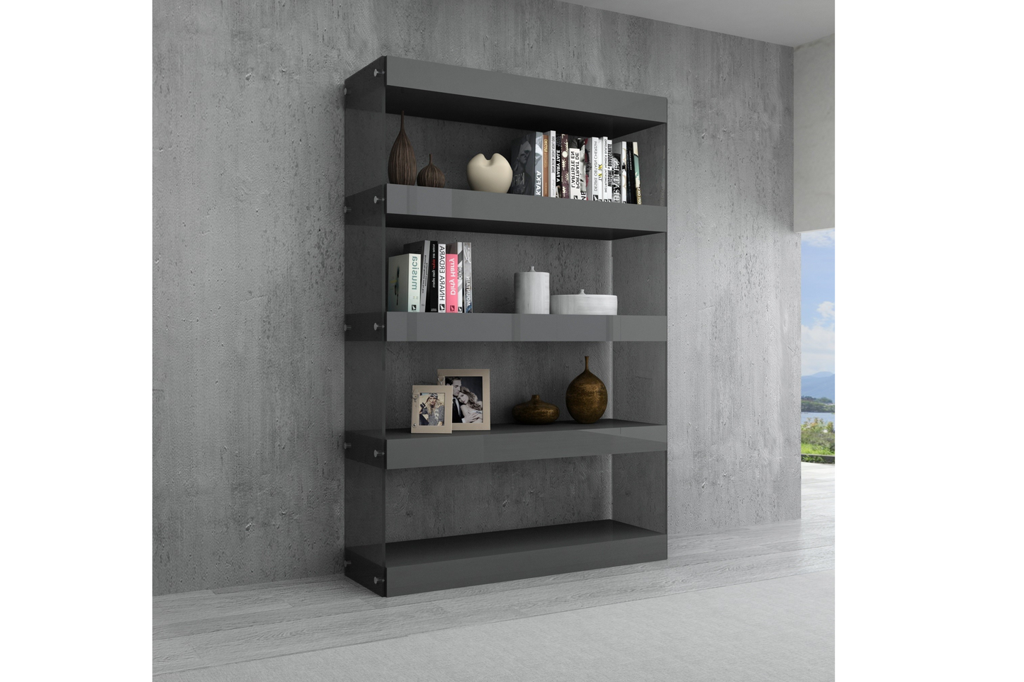 Grey Cloud Modern Curio in High Gloss SKU: 176971-G