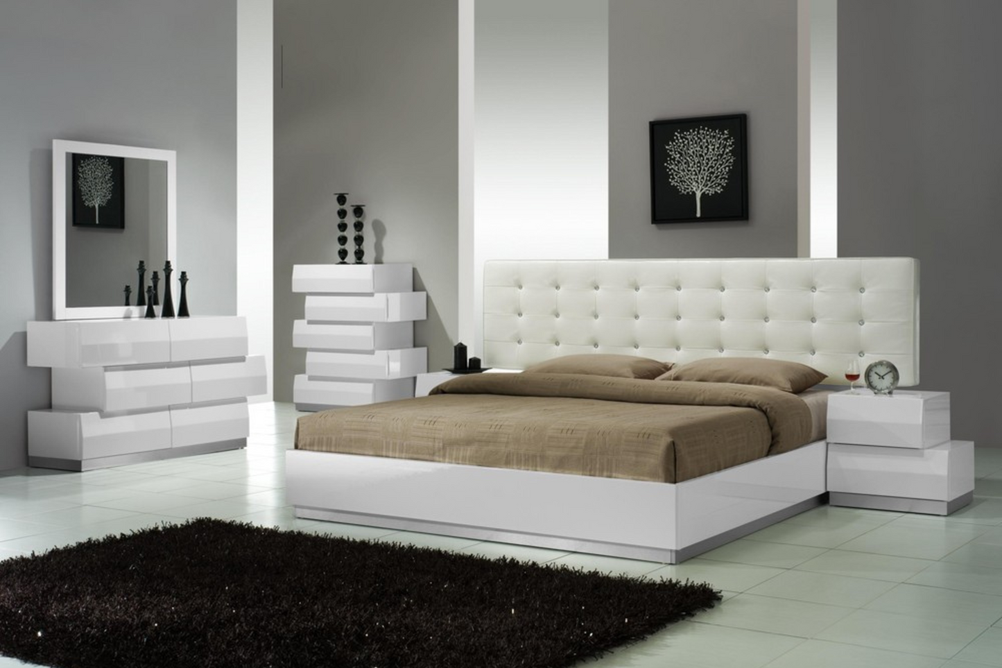 Cómoda y espejo para dormitorio Milan SKU: 17687