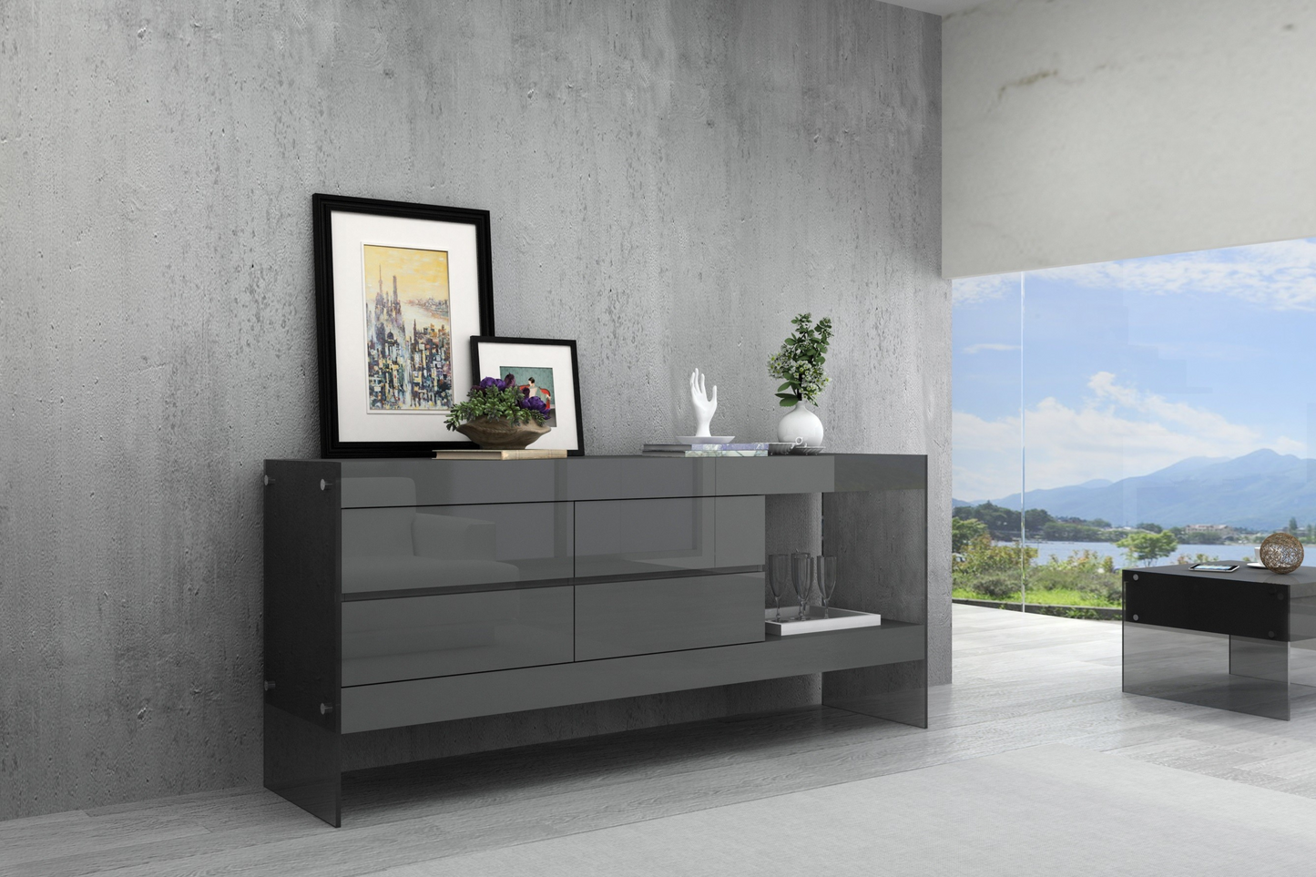 Grey Cloud Modern Buffet in High Gloss SKU: 176971-G