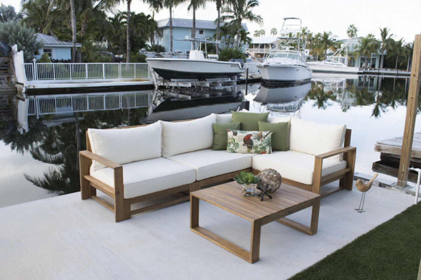 Lyford Cay 5 PC Modular Sectional w/off-white cushions 619-1266-NAT - Venini Furniture 