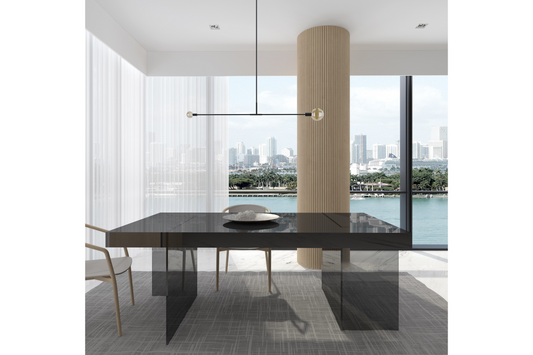 Grey Cloud Modern Dining Table in High Gloss SKU: 176971-G