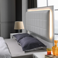 elegant platform bed in white with led lighting