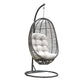 Graphite Woven Hanging Chair with off-white cushion SKU: PJO-1601-GRY-HC - Venini Furniture 