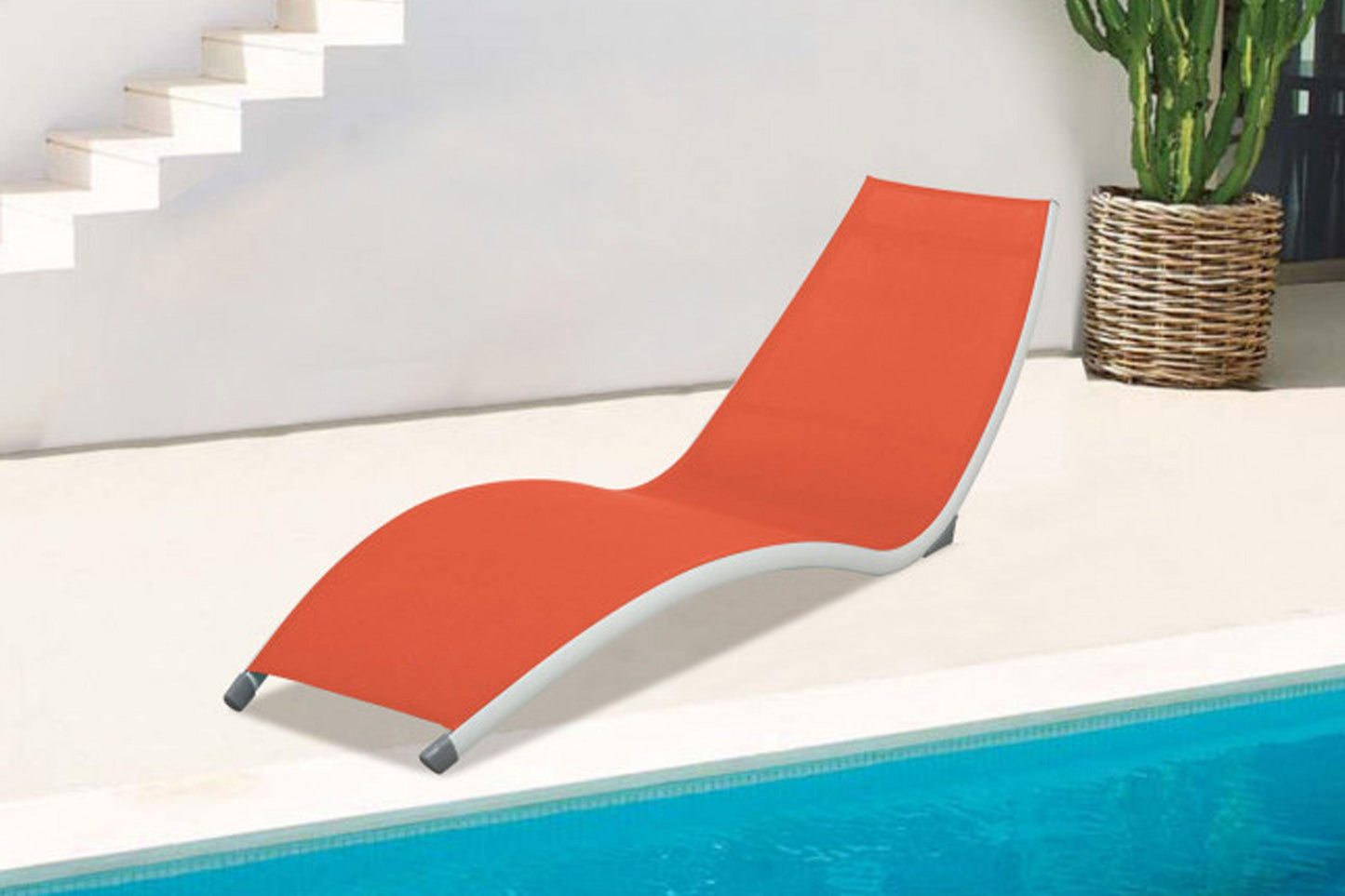 Curve Stackable Sling Chaise Lounge SKU: PRP-3001-GREY - Venini Furniture 