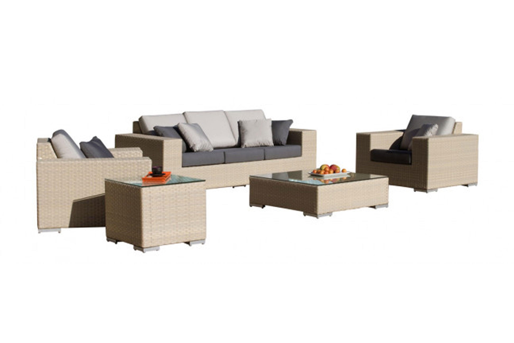 Cubix 5 PC Seating Set w/off-white cushion SKU: 902-1349-KBU-5PS - Venini Furniture 