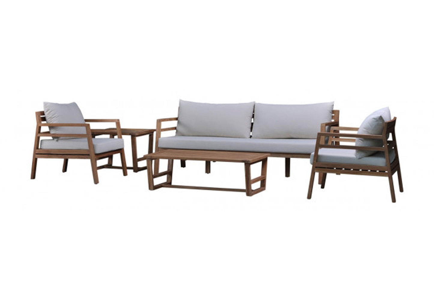 Modern Teak 5 PC Seating Set w/off-white cushions - Venini Furniture 