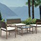 Safari 4 PC Patio Settee w/off-white cushions SKU: 3213 -BRW -4PC - Venini Furniture 