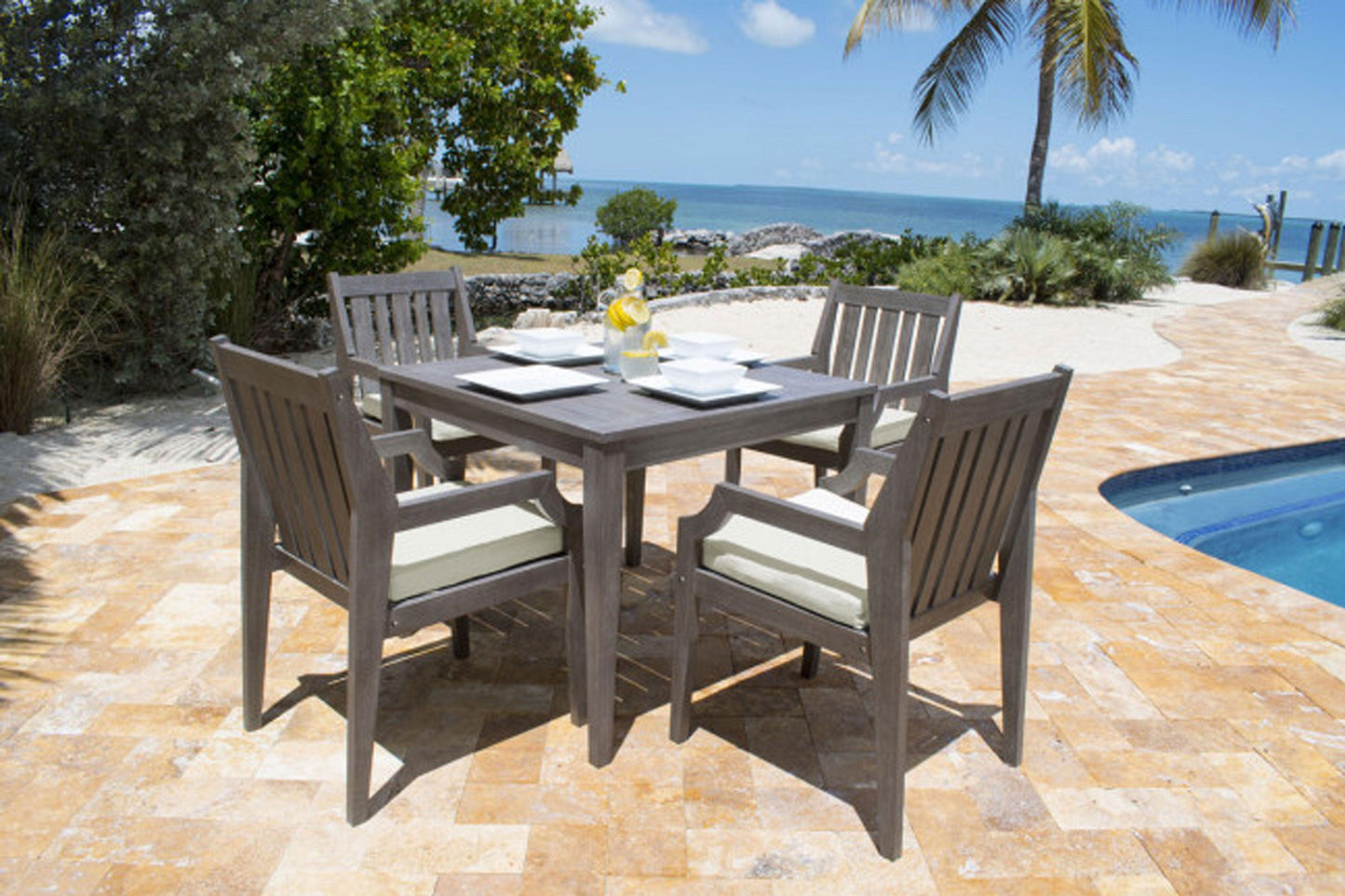 Poolside 5 PC Dining Set SKU: PJO-2701-GRY-5DA - Venini Furniture 