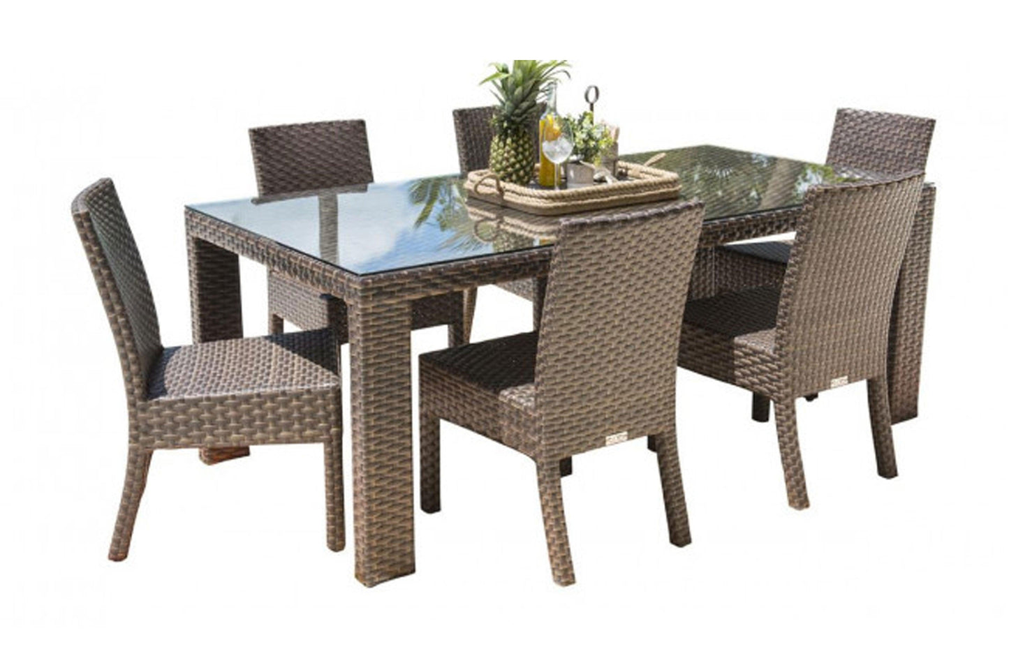 Samoa 7 PC Side Chair Dining Set SKU: 901-1347-ATQ-7DS - Venini Furniture 