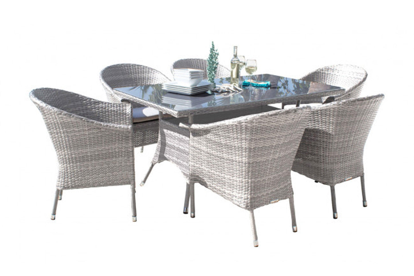 Santorini 7 PC Dining Set SKU: 895-1130-WW-7DA - Venini Furniture 