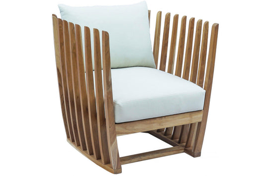 Throne Teak Lounge Chair w/off-white cushion - Venini Furniture 