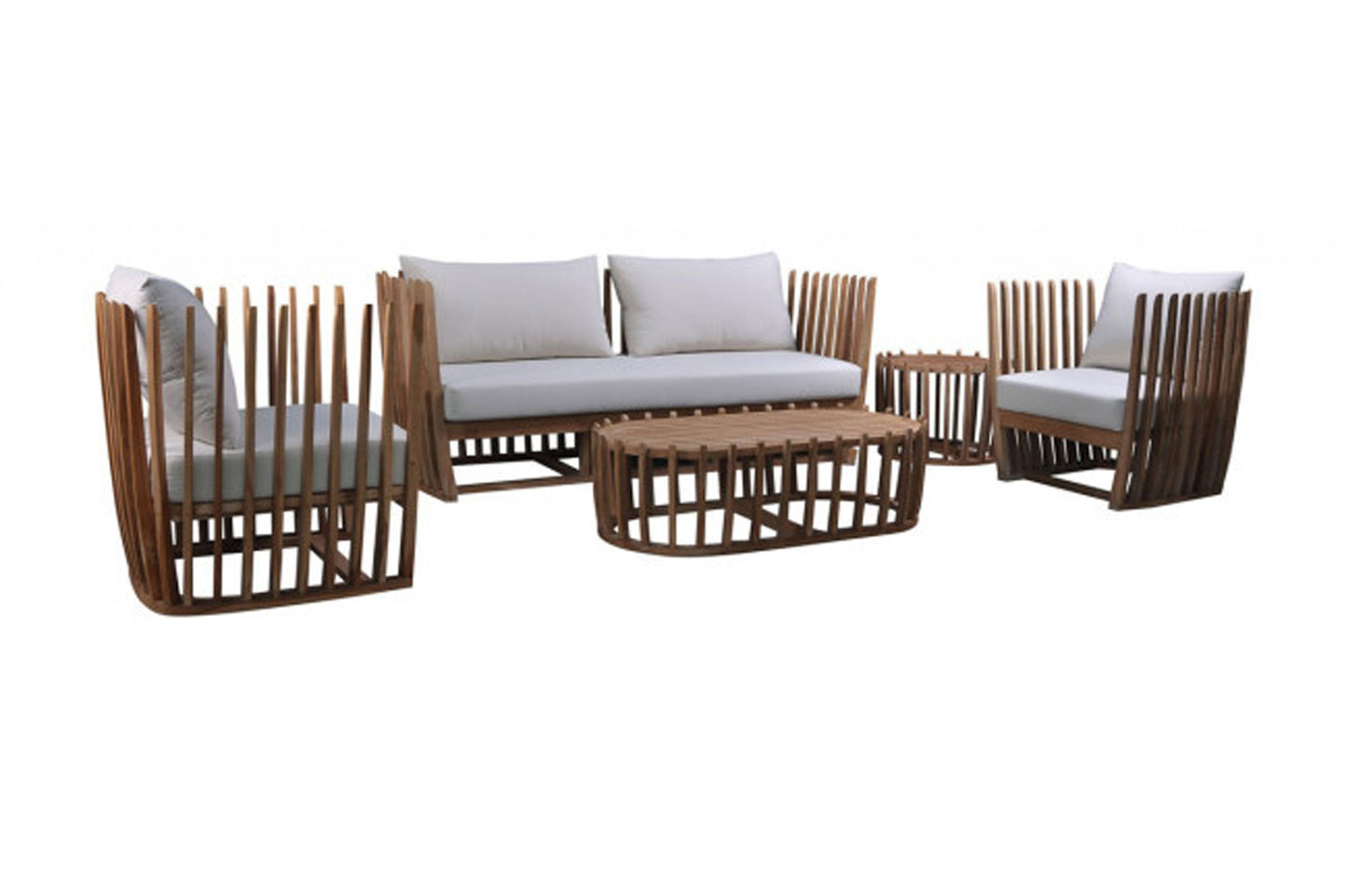 Throne Teak 5 PC Seating Set w/off-white cushions - Venini Furniture 