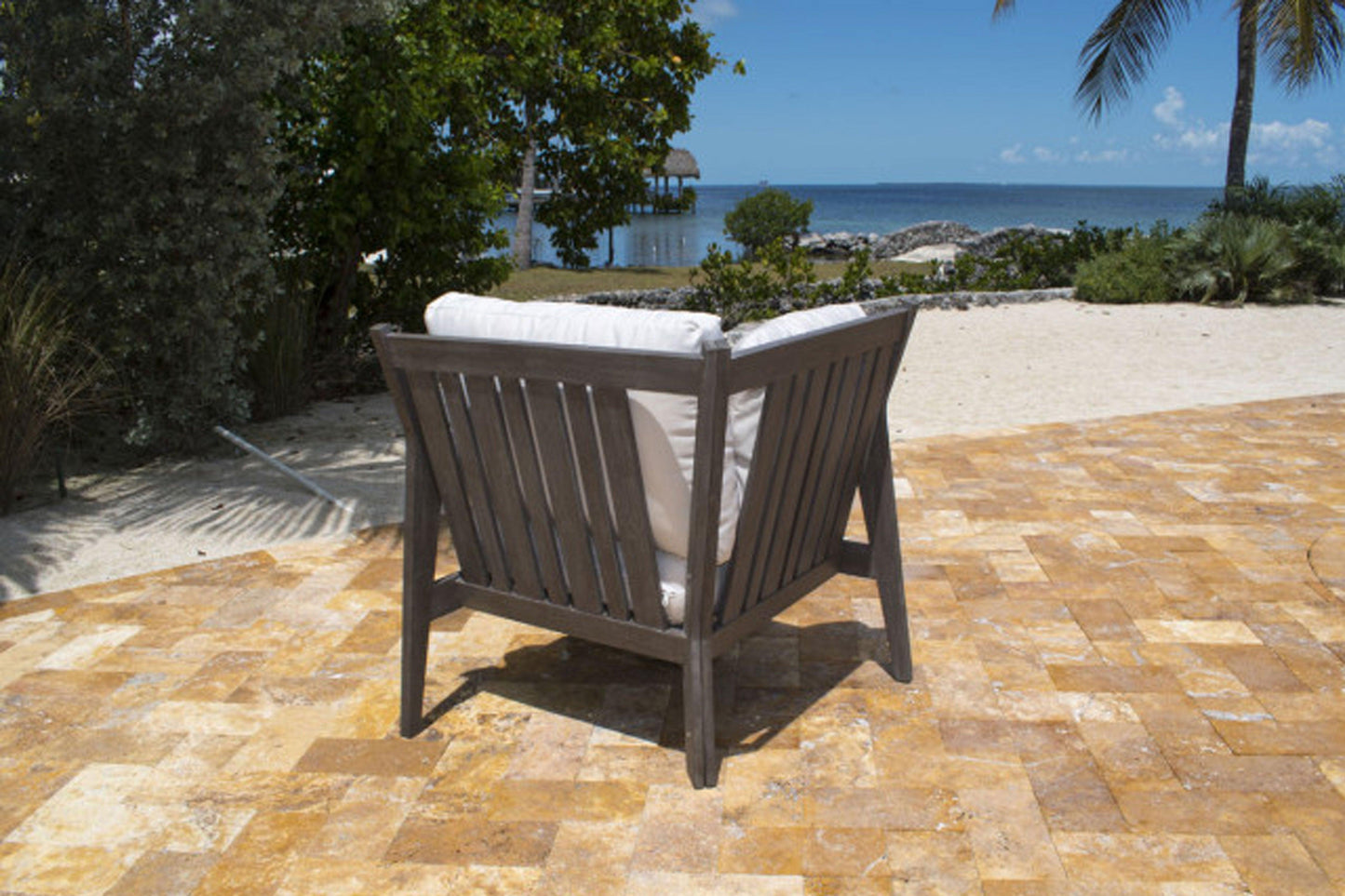 Poolside Corner w/off-white cushion SKU: PJO-2701-GRY-C - Venini Furniture 