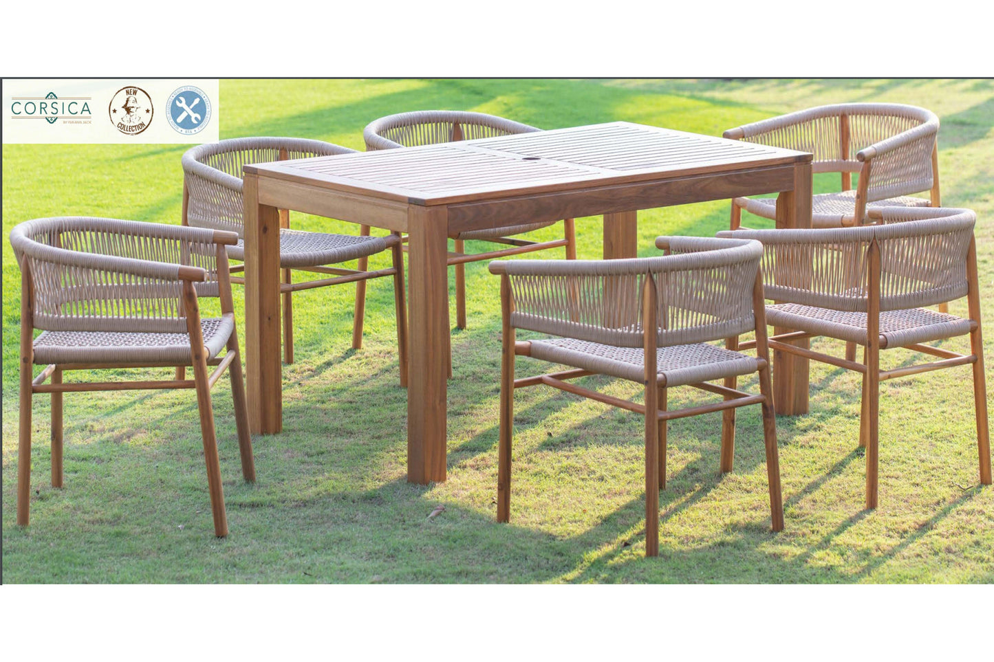 Corsica 7 PC Dining Set SKU: PJO-3401-ACA-7DA - Venini Furniture 